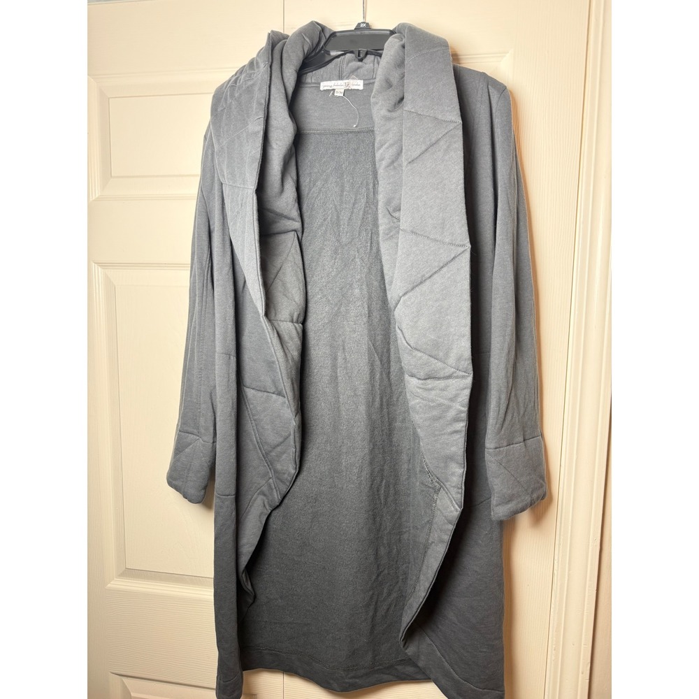 Young Fabulous & Broke Gray Quilted Shawl Collar Open Front Cardigan Jacket S/M